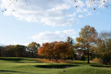 Iowa Jasper Park Golf Court Autumn Scene