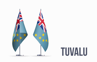 Tuvalu flag state symbol isolated on background national banner. Greeting card National Independence Day of the republic of Tuvalu. Illustration banner with realistic state flag.