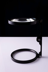 old magnifying glass on white background, loupe