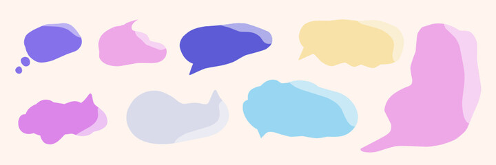 Soft Style Colored Callout Vector Art graphic element set collection with Color Resizable Hand drawn abstract for Dialog, speech and message
