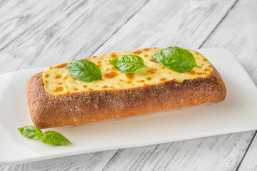 Ciabatta stuffed with cheese