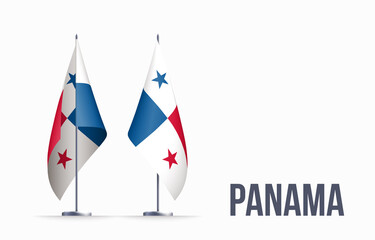 Panama flag state symbol isolated on background national banner. Greeting card National Independence Day of the Republic of Panama. Illustration banner with realistic state flag.