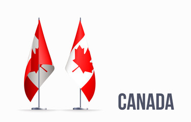 Obraz premium Canada flag state symbol isolated on background national banner. Greeting card National Independence Day of the Republic of Canada. Illustration banner with realistic state flag.