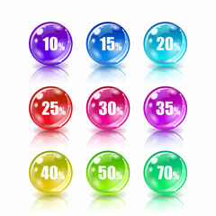 Big Sale Colorful Bubbles Website Banner Design. Discount Balls Ad Template