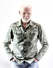 Portrait of Middle Aged Caucasian Male With White Beard.