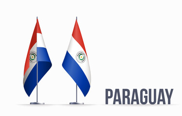 Paraguay flag state symbol isolated on background national banner. Greeting card National Independence Day of the Republic of Paraguay. Illustration banner with realistic state flag.