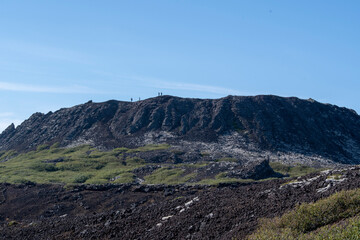 Landscape of Eldborg crater extinct volcano near Borgarnes South Iceland