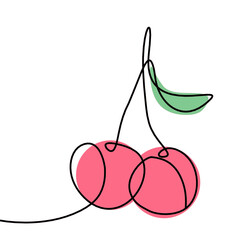 Drawing line color cherry  on the white background