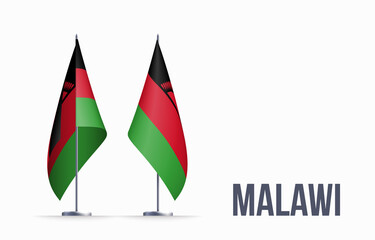 Malawi flag state symbol isolated on background national banner. Greeting card National Independence Day of the Republic of Malawi. Illustration banner with realistic state flag.