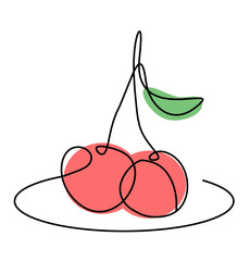 Drawing line color cherry  on the white background