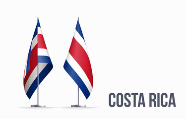 Costa Rica flag state symbol isolated on background national banner. Greeting card National Independence Day of the Republic of Costa Rica. Illustration banner with realistic state flag.