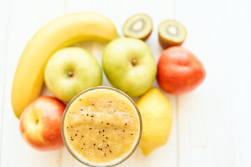 fruit smoothie fresh Fresh Desert milkshake top view