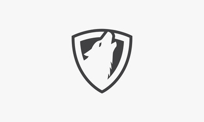 abstract line shield with wolf head design vector.