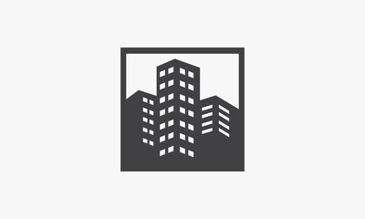 square city building icon logo isolated on white background.