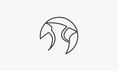 Naklejka premium abstract line circle icon cardinal bird isolated on white background.