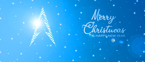 shiny merry christmas tree banner 