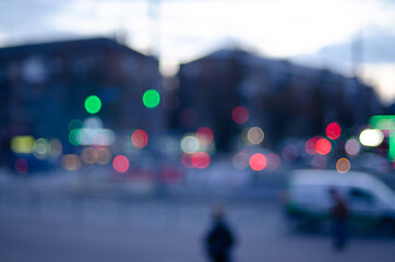 Fototapeta premium night traffic in the city blurred view