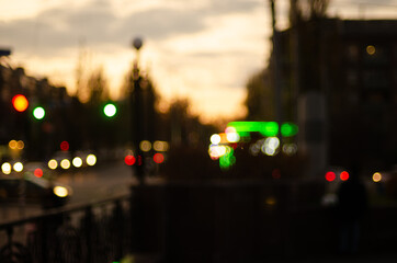 City traffic lights soft focus