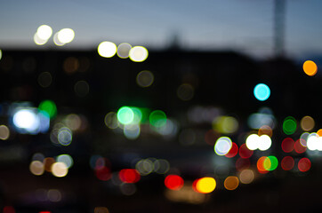 City lights soft focus blurred view