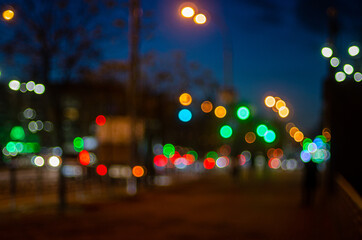 city lights blurred view