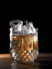 Glass with ice close-up