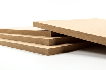 Raw MDF boards cut to the required dimensions for the assembly of kitchen elements.