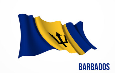 Barbados flag state symbol isolated on background national banner. Greeting card National Independence Day of the Republic of Barbados. Illustration banner with realistic state flag.
