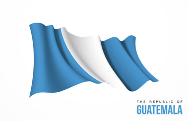 Guatemala flag state symbol isolated on background national banner. Greeting card National Independence Day of the Republic of Guatemala. Illustration banner with realistic state flag.