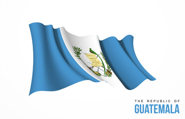 Guatemala flag state symbol isolated on background national banner. Greeting card National Independence Day of the Republic of Guatemala. Illustration banner with realistic state flag.