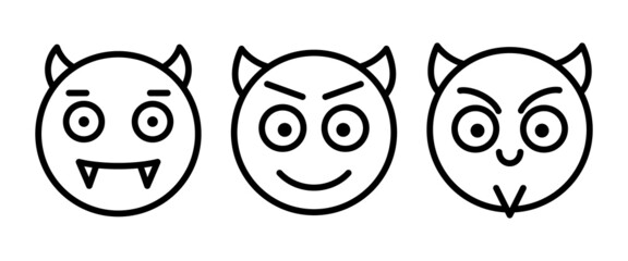 Devil face line icon, devil emoticon icon button, vector, sign, symbol, logo, illustration, editable stroke, flat design style isolated on white