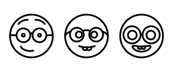 Nerd face emoji icon- clever emoticon with glasses- often used to express or demonstrate someone is being nerdy, or exceptionally technical, or simply someone wearing eyeglasses