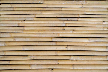 Close-up of a natural bamboo wall background Abstract background and texture. 