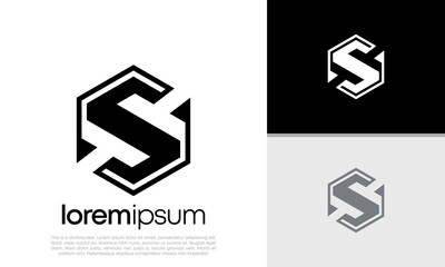 Initials S logo design. Initial Letter Logo. Hexagon logo design.	

