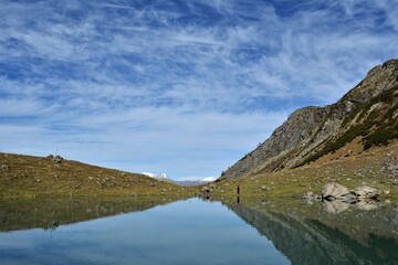 Naklejka na ściany i meble Beautiful mountain lake. Landscape. Tourism and hiking