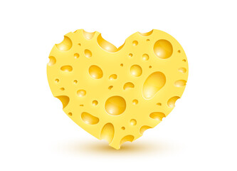 Cheese heart organic icon, food object white background. Vector