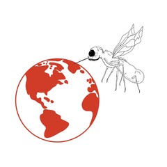 illustration of mosquito and earth. International Mosquito Day.