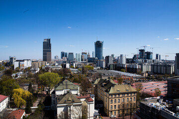 Panorama Warszawy, Warszawa, Ulice, Wieżowce, Centrum, WWA, dachy nad miastem, Stolica Polski