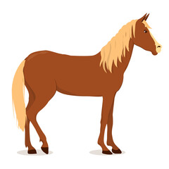 vector illustration of a brown horse with a light mane isolated on a white background