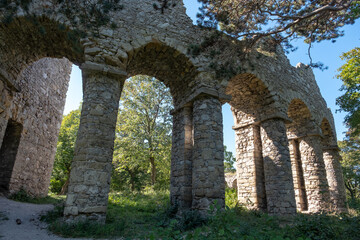 Artificial ruins of amphitheater built in 1811 by Prince Johann I von Liechtenstein on his estate...