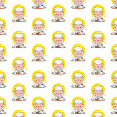 Seamless pattern cartoon sheep playing guitar design