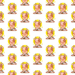 Seamless pattern cartoon cow playing guitar design