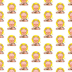 Seamless pattern cartoon goat playing guitar design