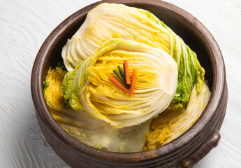 Delicious and fresh kimchi, the representative food of korea, cabbage kimchi, kimchi kimchi,white...