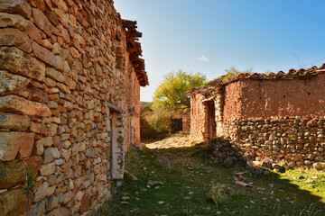 Remains of old houses in the town of Montoro de Mezquita Teruel