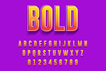 modern styled 3D trendy font and alphabet for poster, sticker