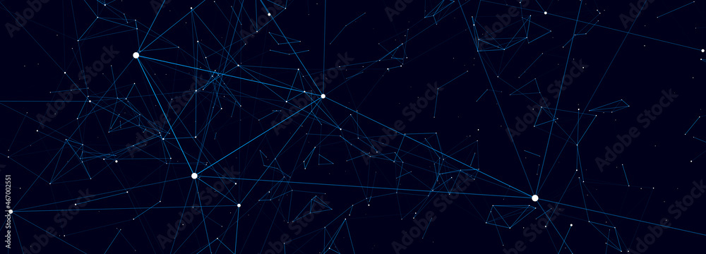 Aufkleber Abstract digital background of points and lines. Glowing plexus. Big data. Network or connection. Abstract technology science background. 3d vector illustration.