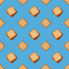 Square cookies on blue background seamless pattern