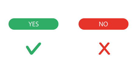 Buttons and no. Green and red. Vector graphics in flat style