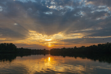 morning sunrise on the river with beautiful colours