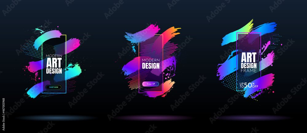 Wall mural vector frame for text. modern art graphics. dynamic frame stylish geometric black background. elemen
